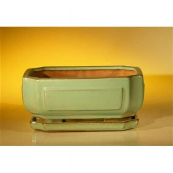 Bonsai Boy L227 8.5 x 6.5 x 3.5 in. Ceramic Bonsai Pot, Light Green - Rectangle