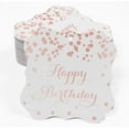 thumbnail image 2 of Inkdotpot Pack Of 100 Happy Birthday Paper Tags DIY Craft Bracket Shape Real Rose Gold Foil Hang Tags, 2 of 6