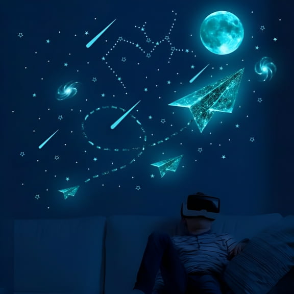 LAMIRO Glow in The Dark Stars,Glow in The Dark Stars and Moon for Ceiling,Glow in The Dark Wall Decal,Colorful Glowing Space Galaxy Wall Stickers for Kids Bedroom,Living Room,Nursery Decor