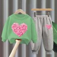 thumbnail image 2 of Toddler Girls Outfits Sets,Warm 2PC Fall and Winter Sweatshirts and Pants Active Wear Clothes Sets for Baby Kids Girls 2T 3T 4T 5T 6T 7T 8T Green Size 5-6 Years, 2 of 4