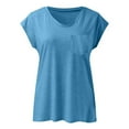 thumbnail image 5 of Tawop Shirts for Women Womens T Shirts Short Sleeve Solid Summer V Neck Blue L, 5 of 6