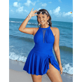 thumbnail image 4 of Traje de Baño de Talla Grande con Control de Abdomen, Estilo Vintage, Clásico, Transpirable, para Mujer. Azul Real XXXL, 4 of 9
