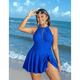thumbnail image 4 of Traje de Baño de Talla Grande con Control de Abdomen, Estilo Vintage, Clásico, Transpirable, para Mujer. Azul Real XL, 4 of 9