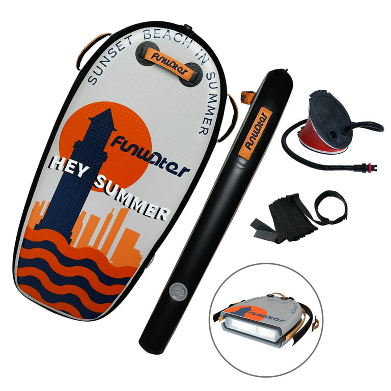FUNWATER Inflatable Bodyboard Paddle Board Gray Orange, SUP