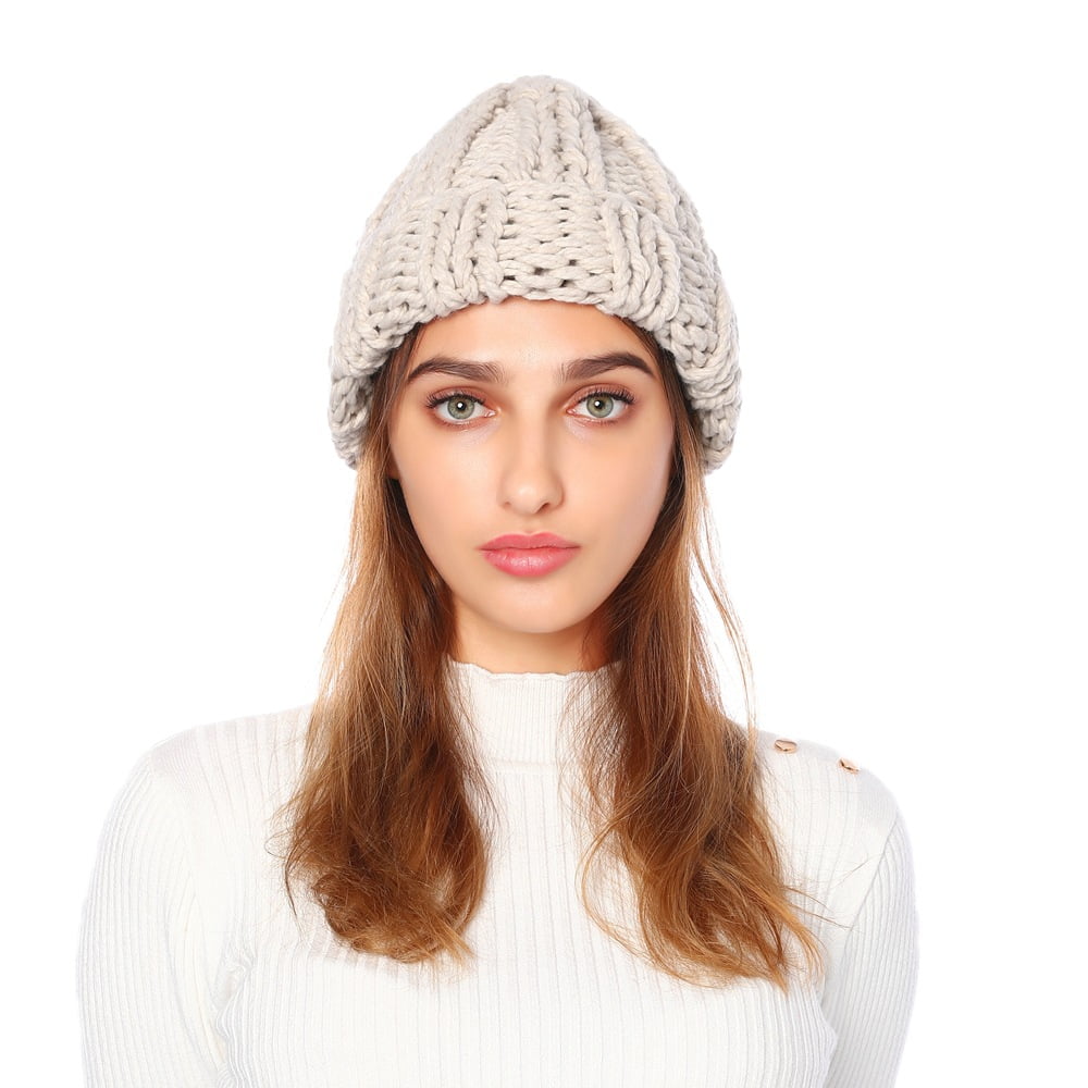 Women Winter Stylish Warm Beret Braided Baggy Knit Crochet Beanie Hat Ski Cap 