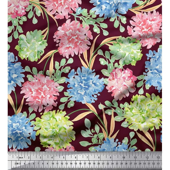 Soimoi Cotton Jersey Fabric Leaves & Wild Flower Fabric Prints By Yard 58 Inch Wide