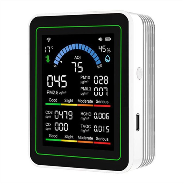 Monitor de Calidad del Aire Tuya WiFi 10 en 1, Comprobador de Formaldehído, Temperatura y Humedad, Detector de CO2 para Interiores y Exteriores, Color .