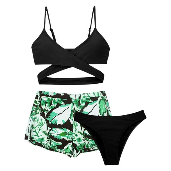Girl Swimsuit 3 Piece Bathing Suit with Shorts Cute Summer Swimwear Teen Girl Bikini for Teenagers 12-13