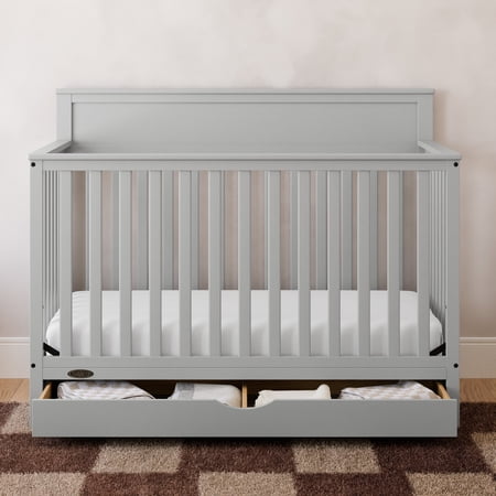 Graco Shiloh 5-in-1 Convertible Baby Crib with Drawer, Pebble Gray