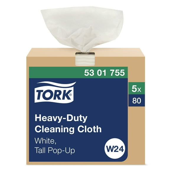 Tork 5301755 8.46 in. x 16.13 in. Heavy-Duty Cleaning Cloth - White (5/Carton)