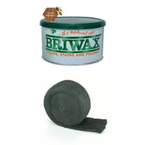 Briwax Mahogany 1 lb Furniture Wax Polish with Oil-Free Steel Wool Wood Polishes