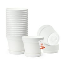 VEVOR Plastic Plant Pots, 16 Packs 6 in Durable Planters, Lightweight Nursery Pots with Drainage Holes & Detachable Saucers, Round Tapered Flower Pot for Indoor & Outdoor Plants, Home Garden Decor