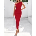 thumbnail image 2 of Vestido de cóctel BTFBM con un solo hombro y correa torcida, rojo fruncido, 2 of 8