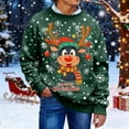 thumbnail image 2 of Unisex Ugly Christmas Sweater for Men Women Xmas Holiday Party Funny Print Knit Pullover,Dark Green,M, 2 of 5