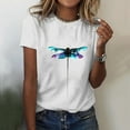 thumbnail image 2 of Fshinging Womens Tops Summer Basic White Short Sleeve Crew Neck Casual Slim Graphic Tees Top, 2 of 4