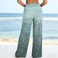 thumbnail image 5 of MYAOYI Women's Willow Branch Print Wide Leg Pants, Smocked High Waist Palazzo Trousers with Pockets, 5 of 7