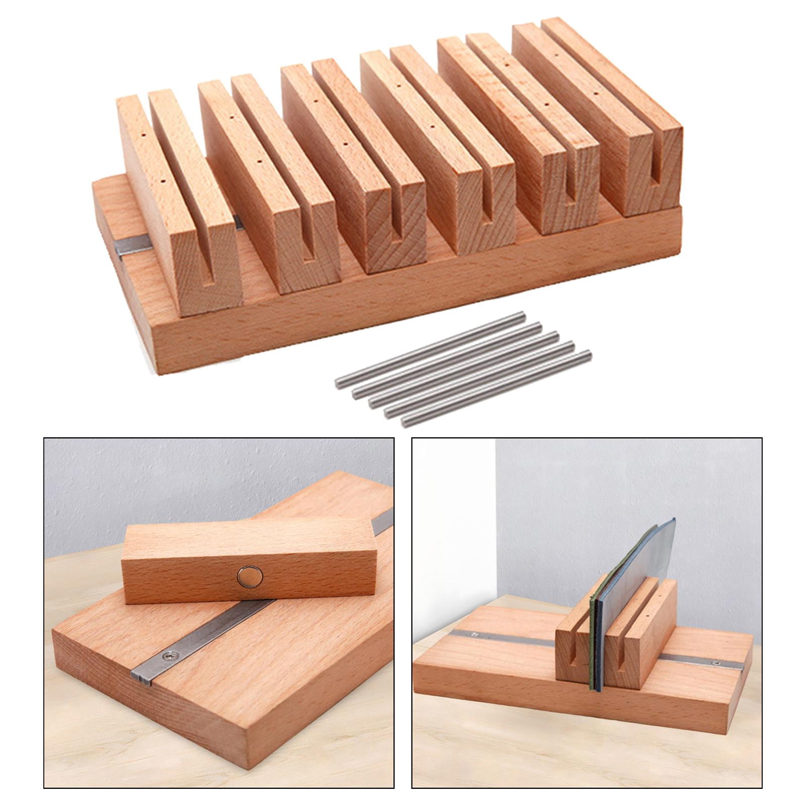 Wxqbjtam Adjustable Edge Oil Rack for Leather Working Tools Wooden Side Oil Drying Holder 6 slots
