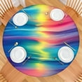 thumbnail image 2 of Colorful Striped Pattern Round Fitted Tablecloth with Elastic Edge,Dining Table Cover Waterproof,Outdoor Round Tablecloth for Camping,Dining,Indoor and Outdoor, 2 of 7