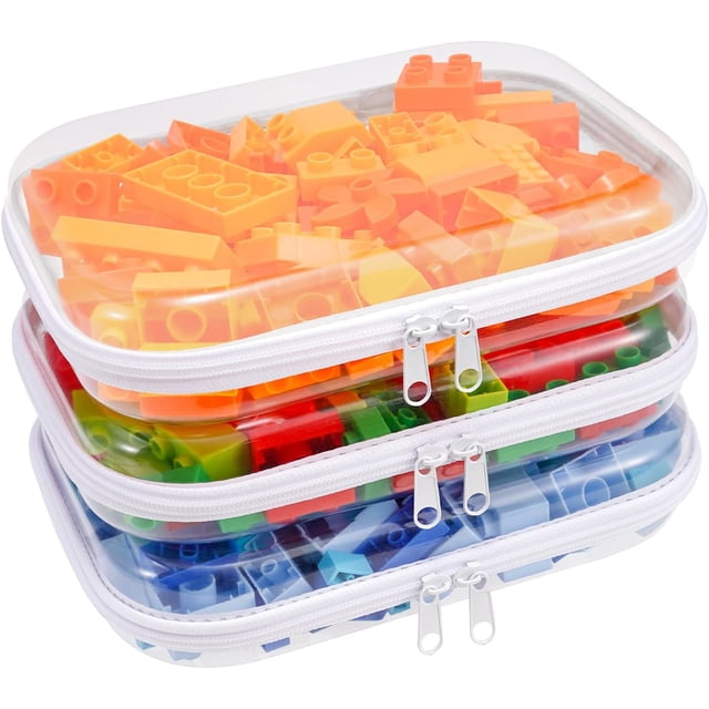 Étui Rigide Transparent avec Fermeture Éclair, 3 Pcs Pochettes Transparentes avec Fermeture Éclair, Ensemble de Pochettes en Plastique Rigide, Bacs de Rangement Portables pour Voyage