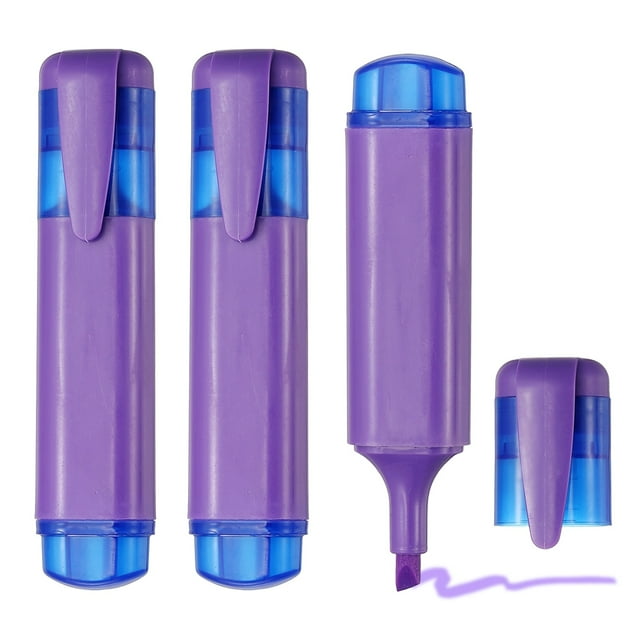 Uxcell Highlighter Pen, 3 Pack Water Based Broad Tip Writing Marker Pens Cute Pastel Colored Highlighter Studying Supplies for Office Home Daily Use, Light Purple