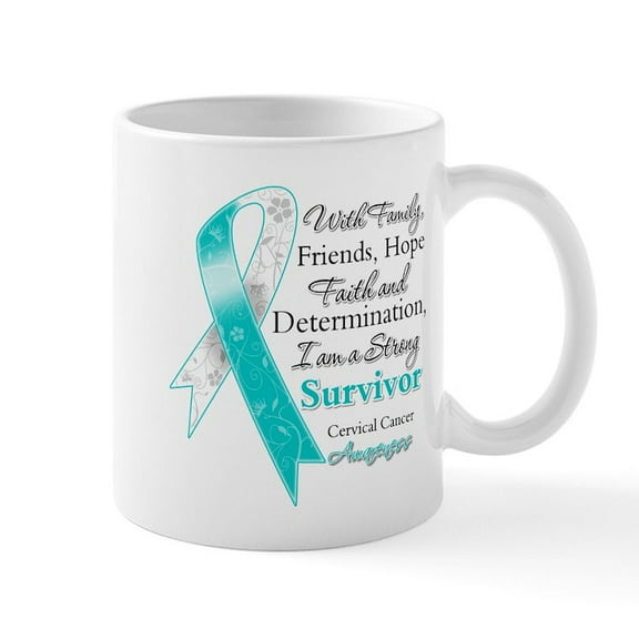 CafePress - Cervical Cancer Survivor Mug - 11 oz Ceramic Mug - Novelty Coffee Tea Cup