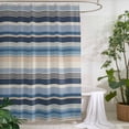 thumbnail image 2 of Xipuska Blue Grey Beige Striped Shower Curtain - Water Repellent Fabric Shower Curtains Washable, Farmhouse Vintage Stripe Decorative Polyester Cloth Bathroom Curtains Modern Bath Decor 36"x72", 2 of 6