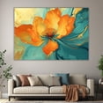 thumbnail image 6 of Mudket Orange Flower with Gold Accents Canvas Wall Art, Framed Floral Print, Ready to Hang Wall Decor for Living Room Office, Abstract Modern Artwork - 12"L x 8"W, 6 of 10