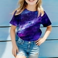 thumbnail image 3 of LRen Kids Toddler First Day of School Shirts Cute Galaxy Print Short Sleeve Tee Casual Back To School Clothes for Girls,Purple,12-13 Years, 3 of 6
