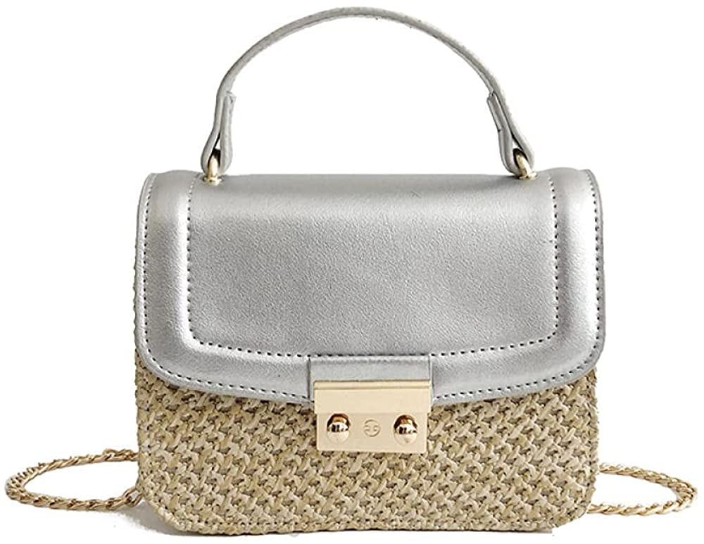 white straw crossbody bolsa