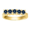 thumbnail image 1 of Aonejewelry 0.75 Ct. Ttw Blue Diamond Five Stone Ring In 10K Yellow Gold, 1 of 4