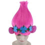 HPO Teens Magical Troll Princess Pink Updo Wig , Pink Cosplay Halloween Wig , Premium Breathable Capless Cap