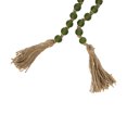 thumbnail image 6 of DecMode Handmade Round Long Frosted Beaded Green Glass Garland with Tassel with Knotted Brown Jute, 6 of 11