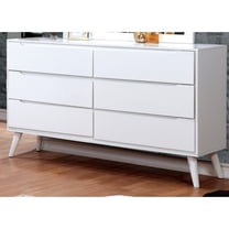 Furniture of America Farrah Mid-Century 6-Drawer Dresser, White