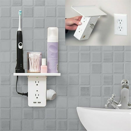 Basstop Electrical Socket Shelf Wall Plug Adapter 8 Port Surge Protector 2 USB 6 Wall Outlet Extenders
