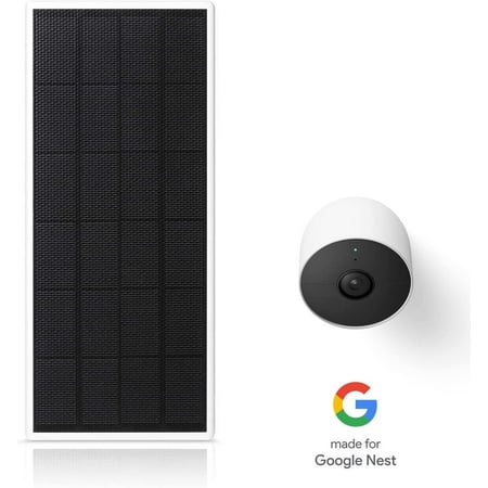 Wasserstein - Solar Panel for Google Nest Cam Outdoor or Indoor, Battery - 2.5W Solar Power - Made for Google Nest (2 Pack) - White