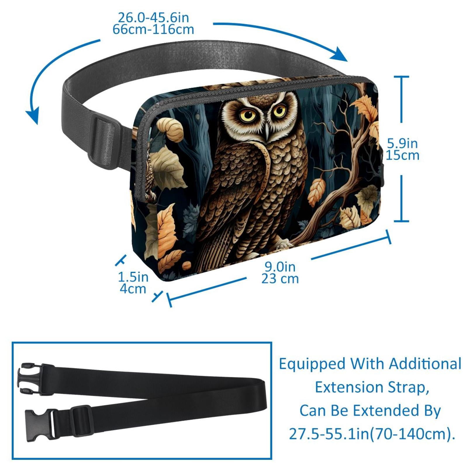 Owl Lightweight, Adjustable Waist Pack Crossbody Bag Running Belt with Extension Strap - Unisex
