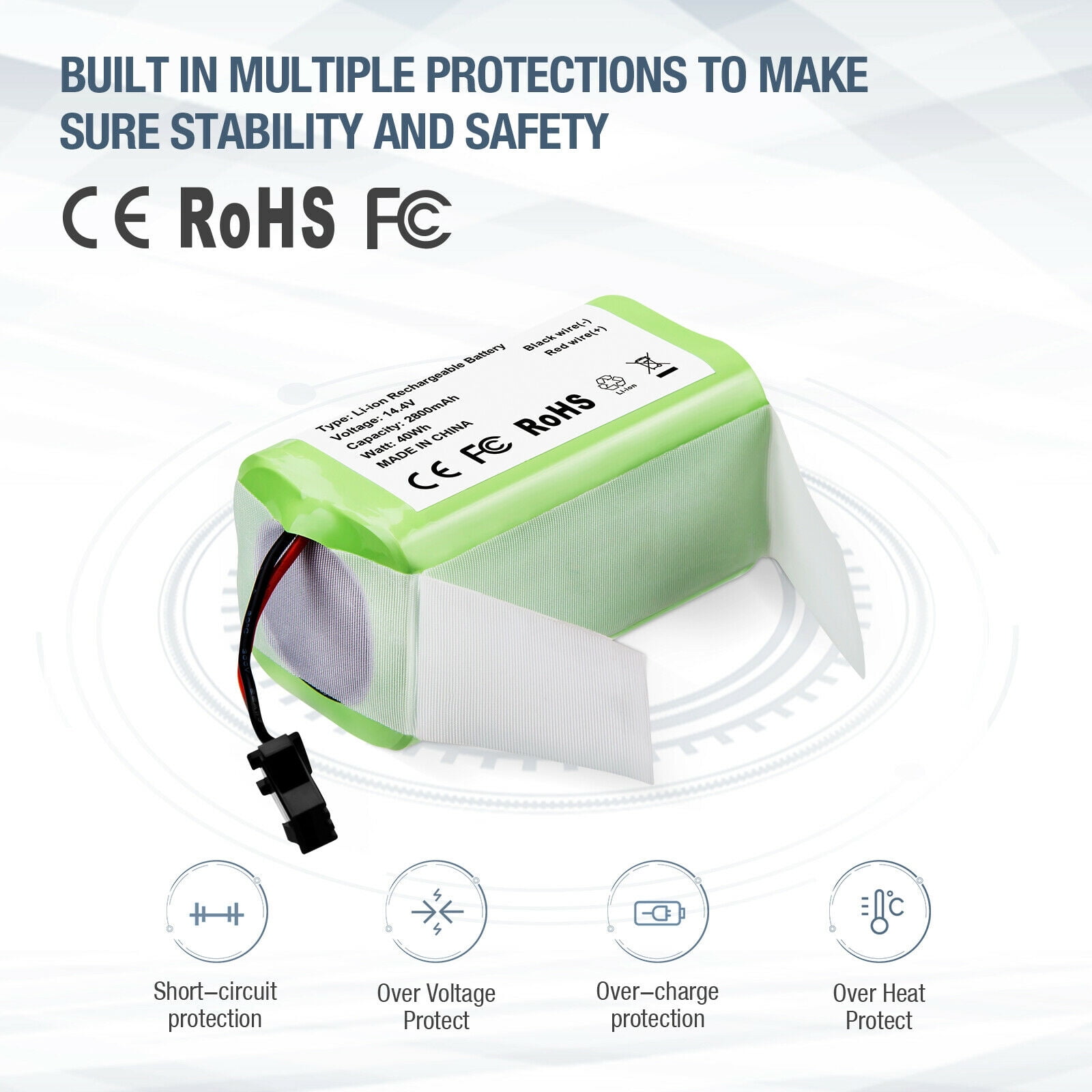 2.8Ah 14.4V Li-ion Battery For Eufy RoboVac 11S MAX & Ecovacs Deebot N79S 2PACK 