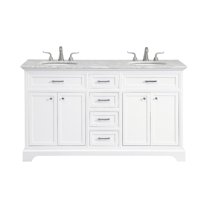 Elegant Decor Americana 60" Wood Double Bathroom Vanity in White