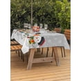 thumbnail image 2 of Outdoor Tablecloth with Umbrella Hole and Zipper, Grey Snowman Rectangle Table Cloth 54x80 Inch Waterproof Tablecloth, Christmas Winter Snowflake Xmas Tree Picnic Table Cover for Patio Camping, 2 of 7