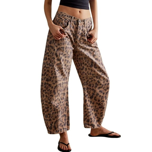 Aoiroe Baggy Sweatpants Sweatpants Women Baggy Women'S High Waisted Sweatpants Cheetah Print Pants Patterned Jeans For Women Fall Sports Must Haves For Moms Baggy Jeans For Women Brown L