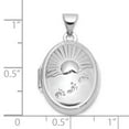 thumbnail image 2 of 925 Sterling Silver Rhodium Plated 19x15mm Foot Prints Reversible Oval Locket Locket Necklace for Women, 2 of 2