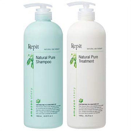 Repit Natural Ion Therapy Pure Shampoo & Treatment 33.81 fl oz | Contains Sacha Inchi, Omega 3,6,9 for All Hair Types, Restore Dry and Damaged Hair - Sulfate, Paraben, Cruelty Free | RepitUSA