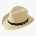 thumbnail image 3 of Fgnfyis Elegant Panama Straw Fedora Sun Hat for Women Men Summer Beach Outdoor Travel Wide Brim Breathable Design Light Yellow One Size, 3 of 3