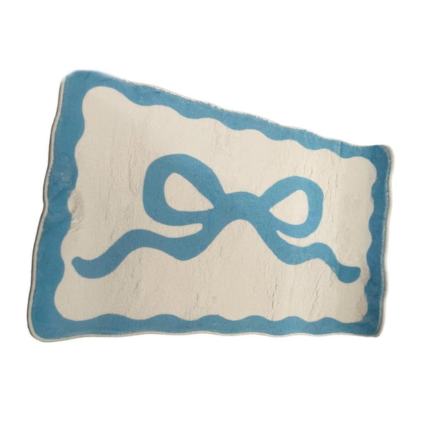 Alfombra de baño suave para bañera, antideslizante, absorbente de agua, lavable, irregular azul