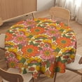 thumbnail image 4 of 70''s Retro Floral Tablecloth Hippie Boho Daisy Birthday Party Decoration Plastic Table Cloth Washble Table Cover for Dinning Kitchen Farmhouse Party Decoration, 60"", 4 of 6