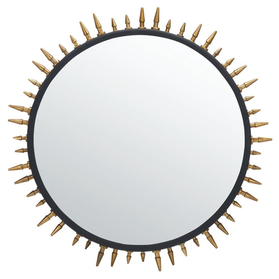 SAFAVIEH Ceinth 32 in. Geometric Round Mirror, Black/Gold
