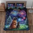 thumbnail image 2 of Happy New Year Mastiff Family Cheer Winter Midnight Firework Quilt Bedding Set Mastiffs Dog Lover Gifts Idea 1 Blanket Bed Cover 2 Pillowcases - 02025, 2 of 5