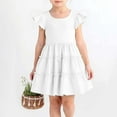 thumbnail image 2 of Glisme Summer Dress For Girls Casual A Line Sundress With Elastic Waist For Outdoor Play And Daily Wear Elegant Little Girl Princess Dress Size 2-3 Years,White, 2 of 5