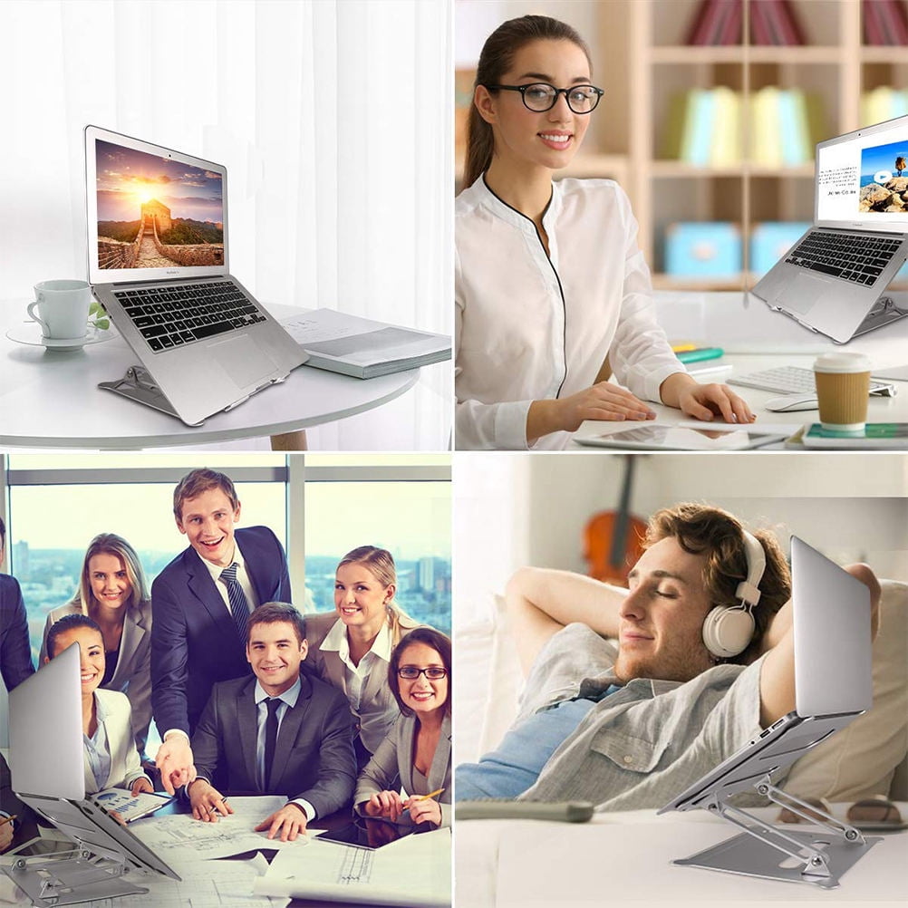 IBASETOY Foldable Laptop Stand Height Adjustable Notebook Pc Holder Portable Support For Home Office Use Silver