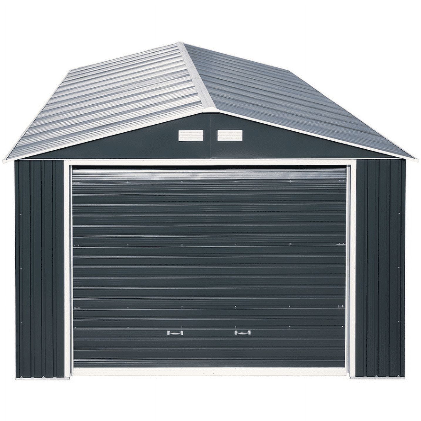 Duramax 55151 Metal Garage 12'x26' Metal Storage Shed Dark Gray with White Trim - image 3 of 5